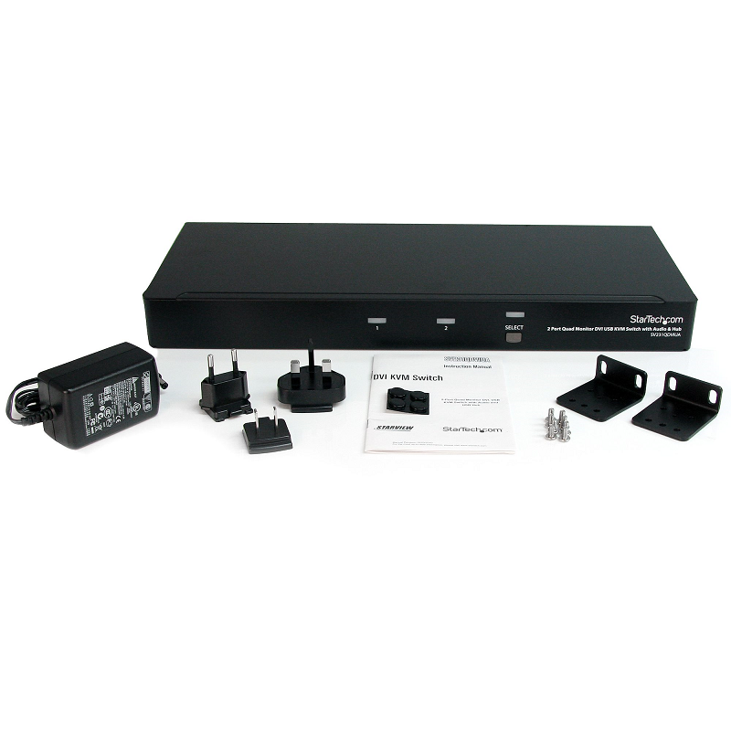 StarTech SV231QDVIUA 2 Port Quad Monitor Dual-Link DVI USB KVM Switch with Audio & Hub